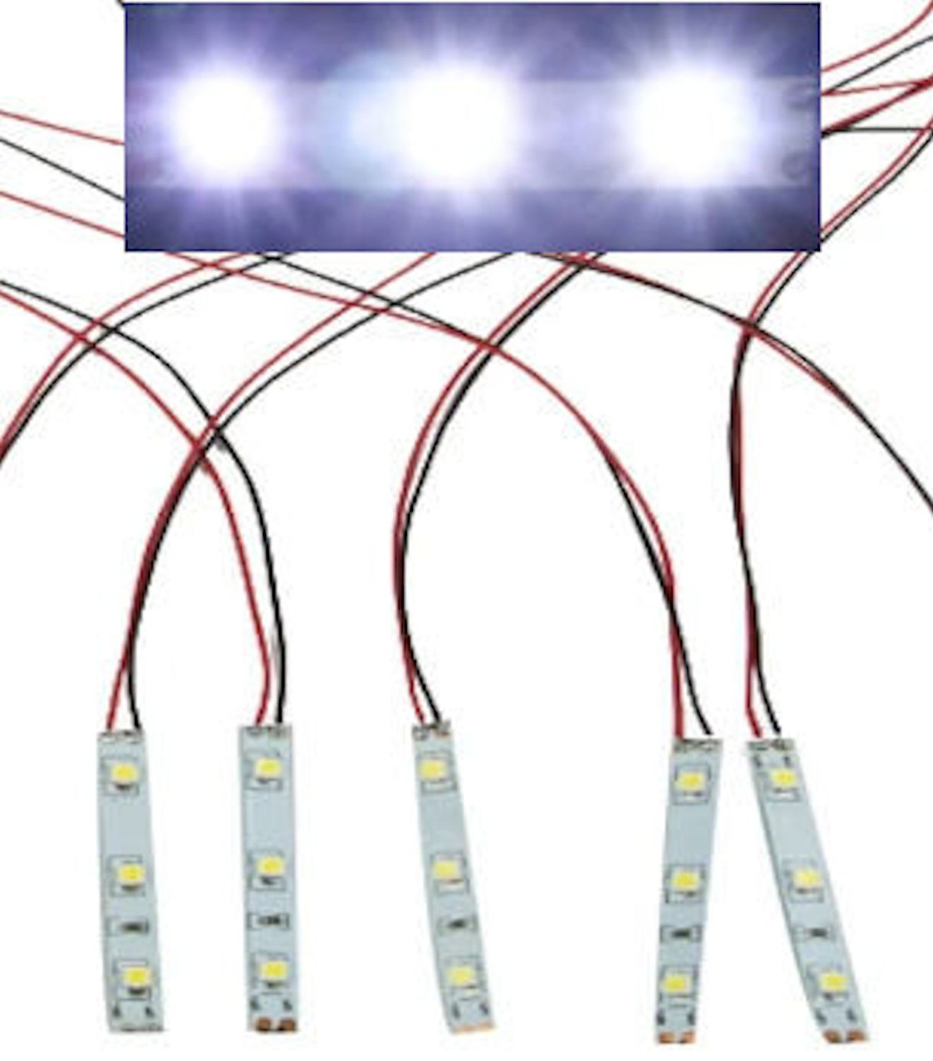 Pack of 5 Prewired LED Strips in Bright White, 50mm